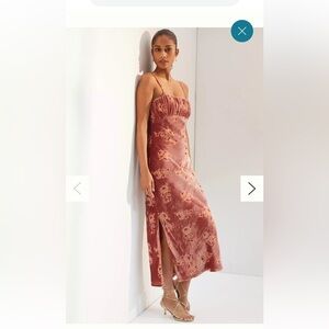 Anthropologie X Hutch Pink Velvet Slip Maxi dress small